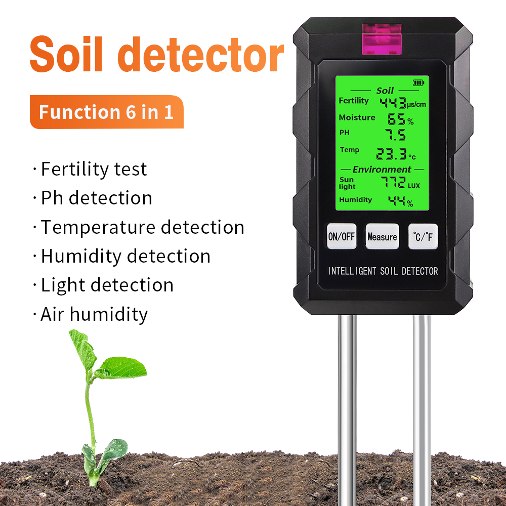 Soil Test Digital - 6-in-1 digitale bodemtester Multifunctionele bodem PH-detector