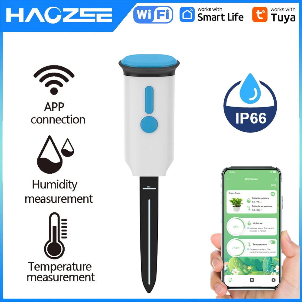 Smart Garden Sensors - Haozee Tuya Smart WiFi Bodemvochtsensor Detector