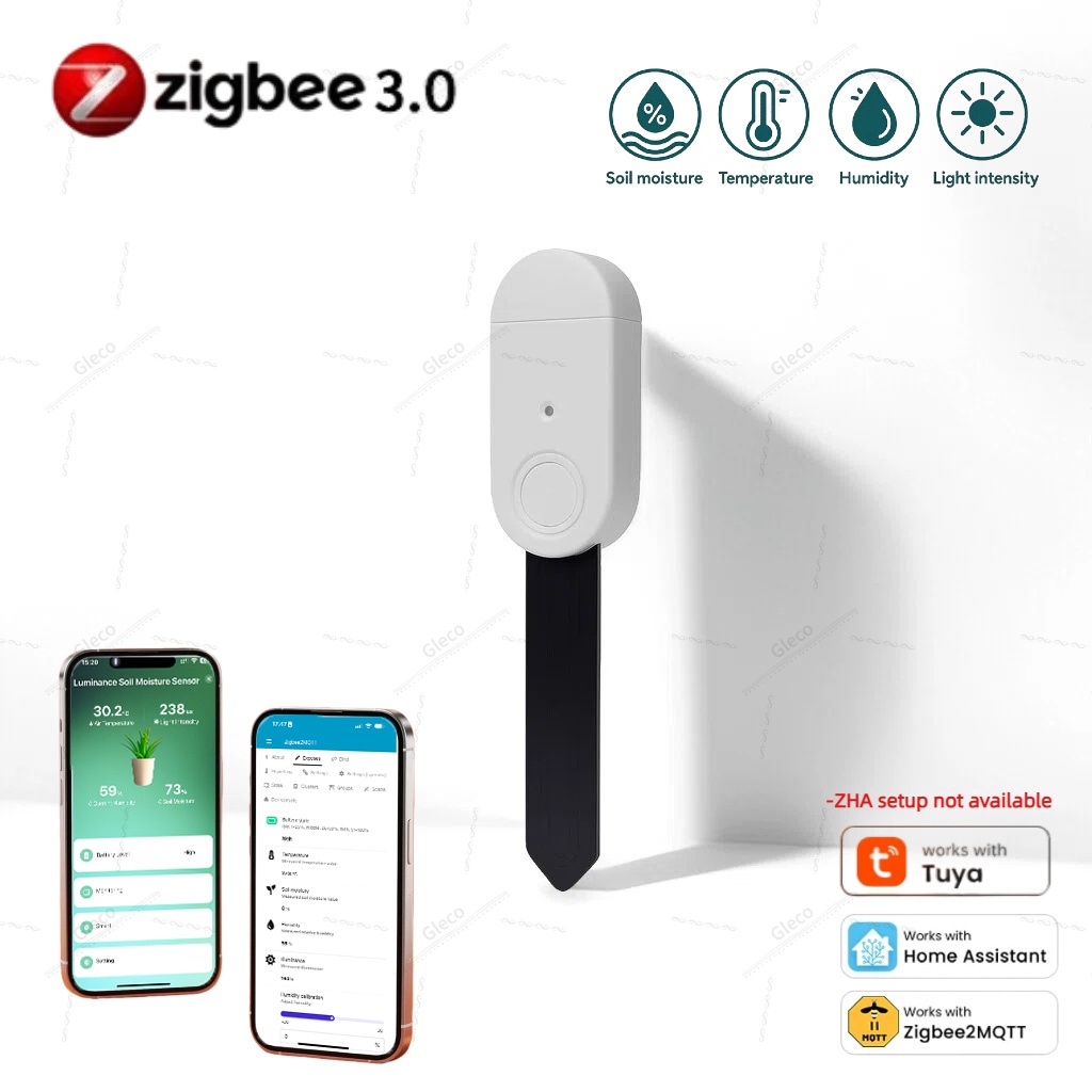 Smart Garden Sensors - 4in1 Zigbee Bodemvocht Temperatuur-vochtigheidssensor Met Lichtdetectie
