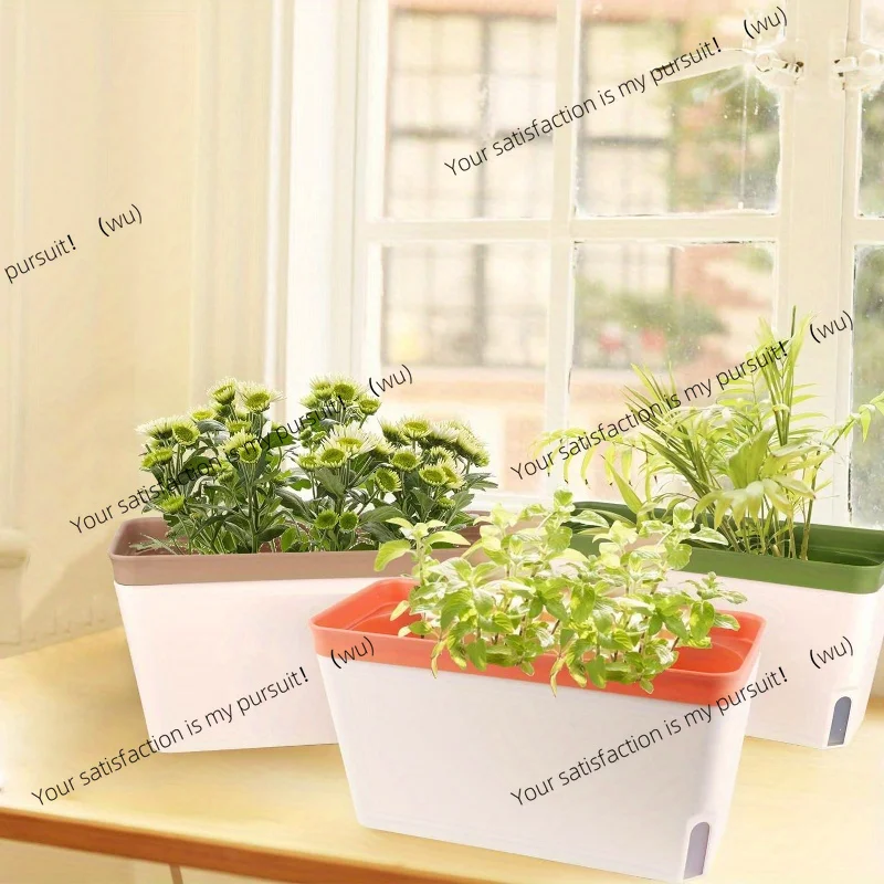 Indoor Herb Garden Kit - Zelfwatergevende vensterbank plantenbakset: Moderne plastic kruidentuinset