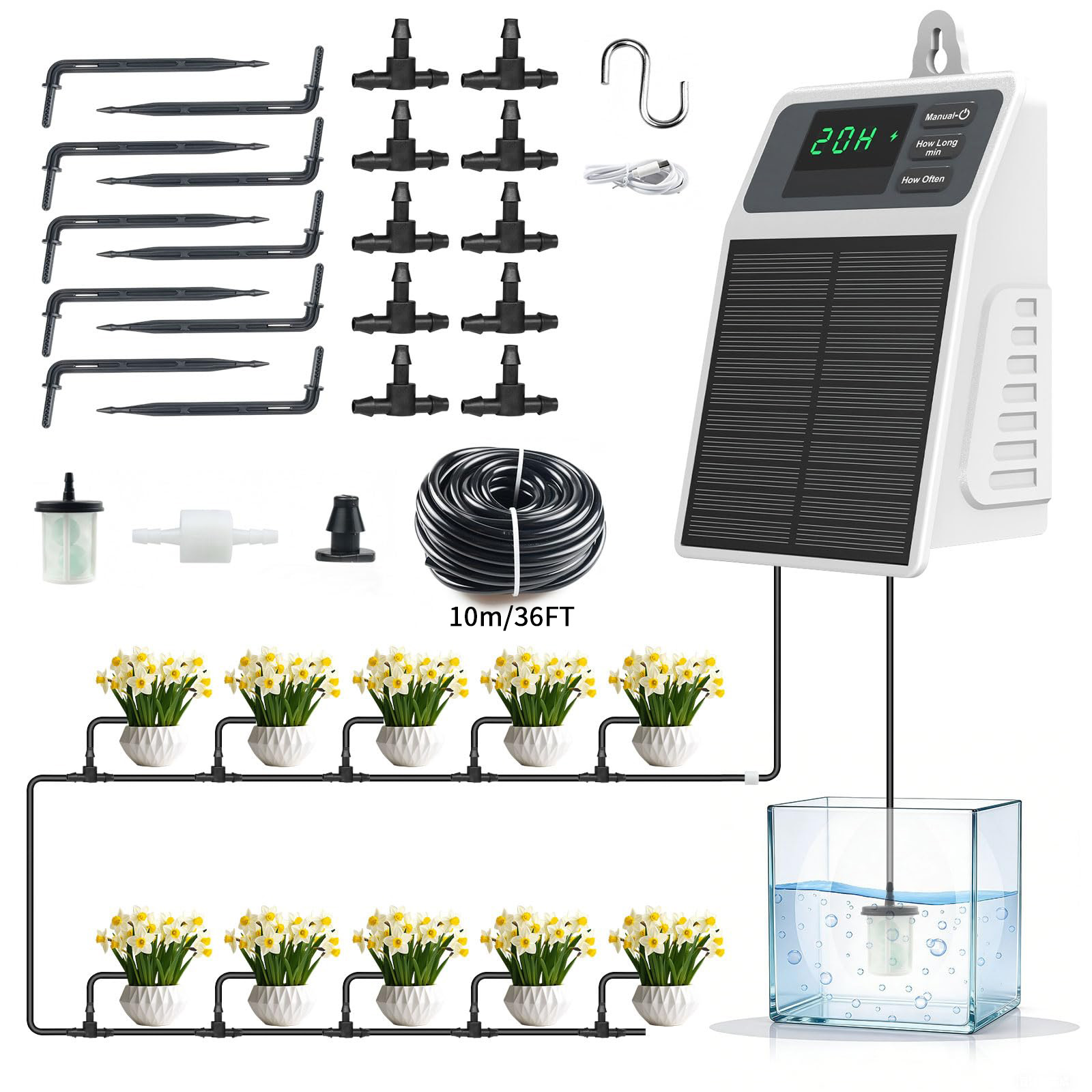 Smart Garden Project - Verbeterd zonne-energie druppelirrigatiesysteem, automatische plantenbewatering, benodigdheden