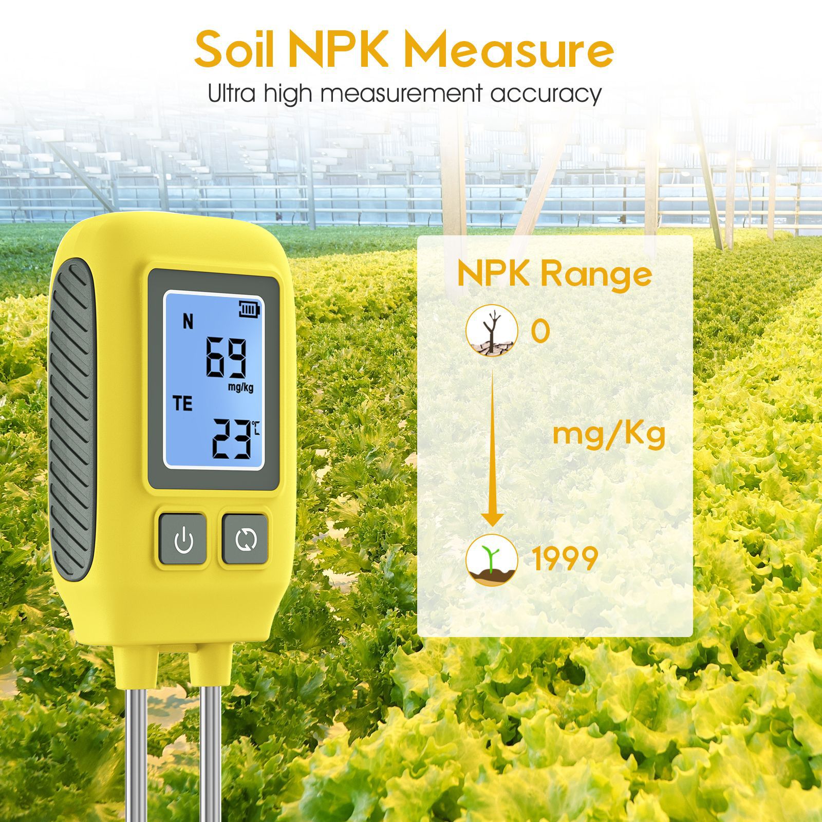 Soil Test Digital - Digitale grondkwaliteitsanalysator, 4-in-1 detector voor N-P-K,